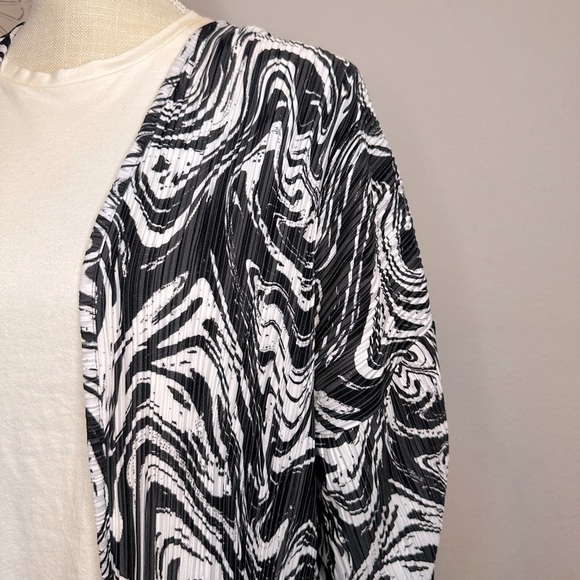 TWO PIECE SET MARBLE PRINT PLISSE MAXI KIMONO inlarge & bodycon SMALL stretchy - Picture 11 of 14